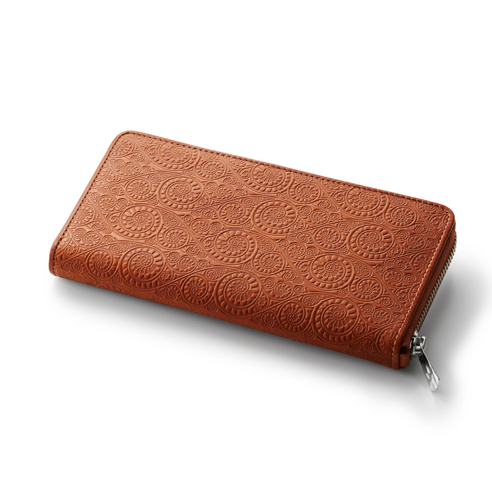 Vine Pattern Zip Long Wallet - BROWN | GARNI ONLINE STORE