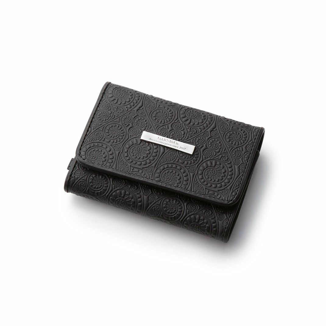 Vine Pattern Three Fold Wallet - BLACK | GARNI ONLINE STORE 